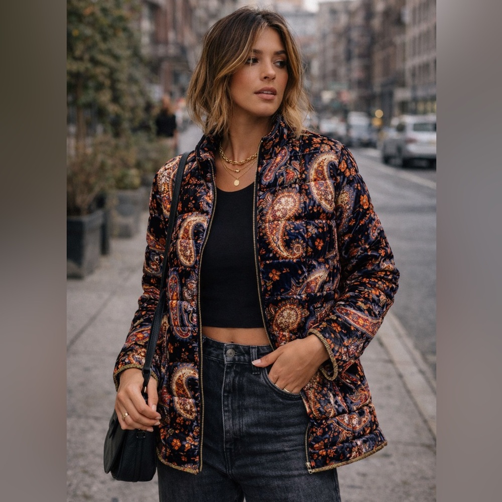 NWT Johnny Was Dolman Quilted Jacket Sezana Velvet Paisley Boho M